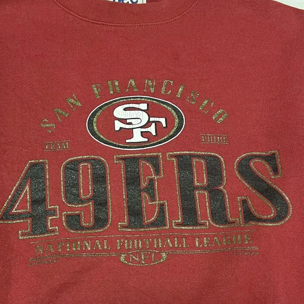 VTG San Francisco 49ers Crewneck Sweatshirt Fits Womens Sz S-M Distressed LEE - Picture 2 of 8